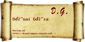 Dósai Géza névjegykártya